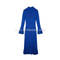 Women's Knitted Ribbed Stretchable Bell Sleeve Long Dress